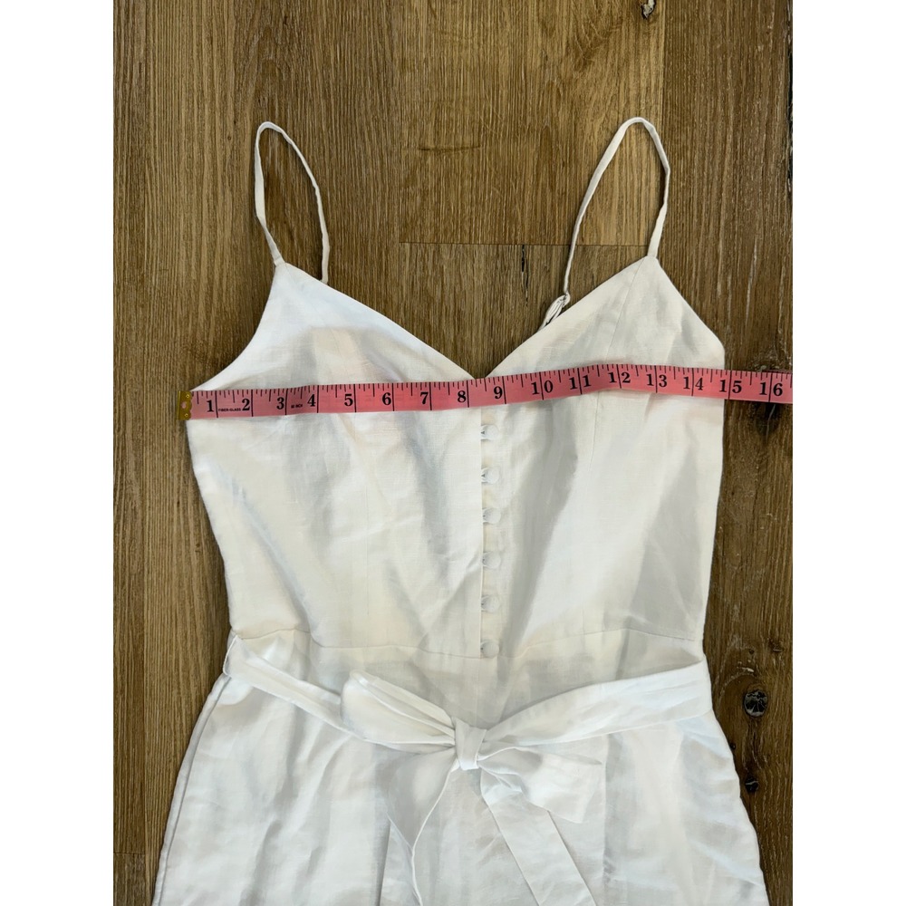 Gap Linen Blend Strappy Button Front Jumpsuit Women 2 White Wide Leg Coastal - Picture 2 of 10